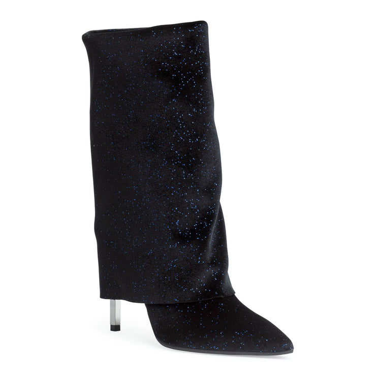 Babette 100 dark blue glitter velvet boots