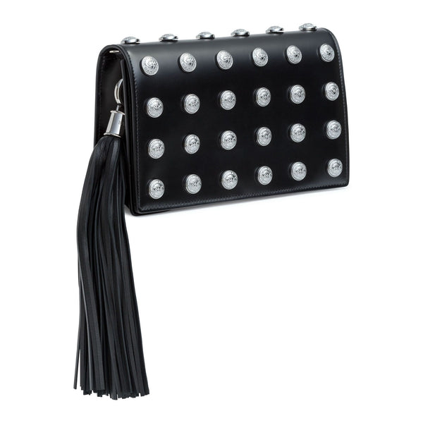 Black studded online clutch