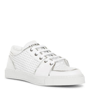 White perforated leather sneakers