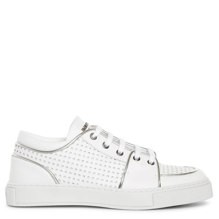 White perforated leather sneakers