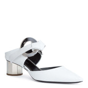 White leather grommet 40 mules