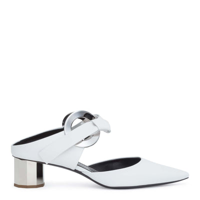 White leather grommet 40 mules