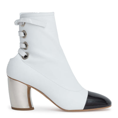 White leather 70 eyelet boots