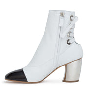 White leather 70 eyelet boots