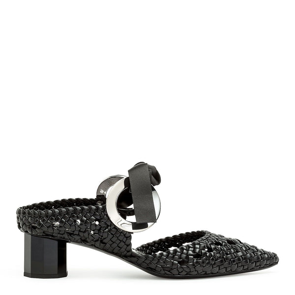 Proenza Schouler Woven Grommet block heel mules Savannahs