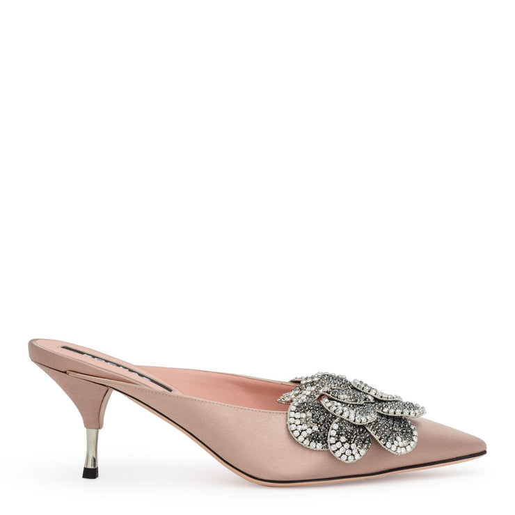 Dusty pink 60 crystal embellished mules