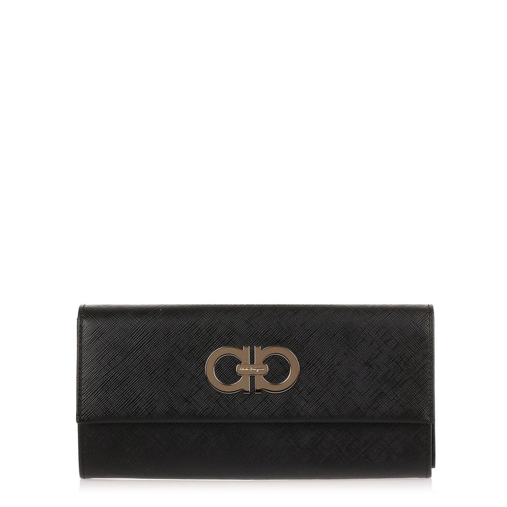 Black Double Gancio Continental Wallet