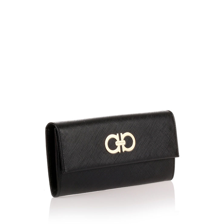 Black Double Gancio Continental Wallet