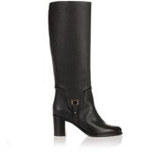 Flavius black leather knee-boot