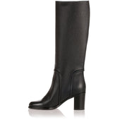 Flavius black leather knee-boot