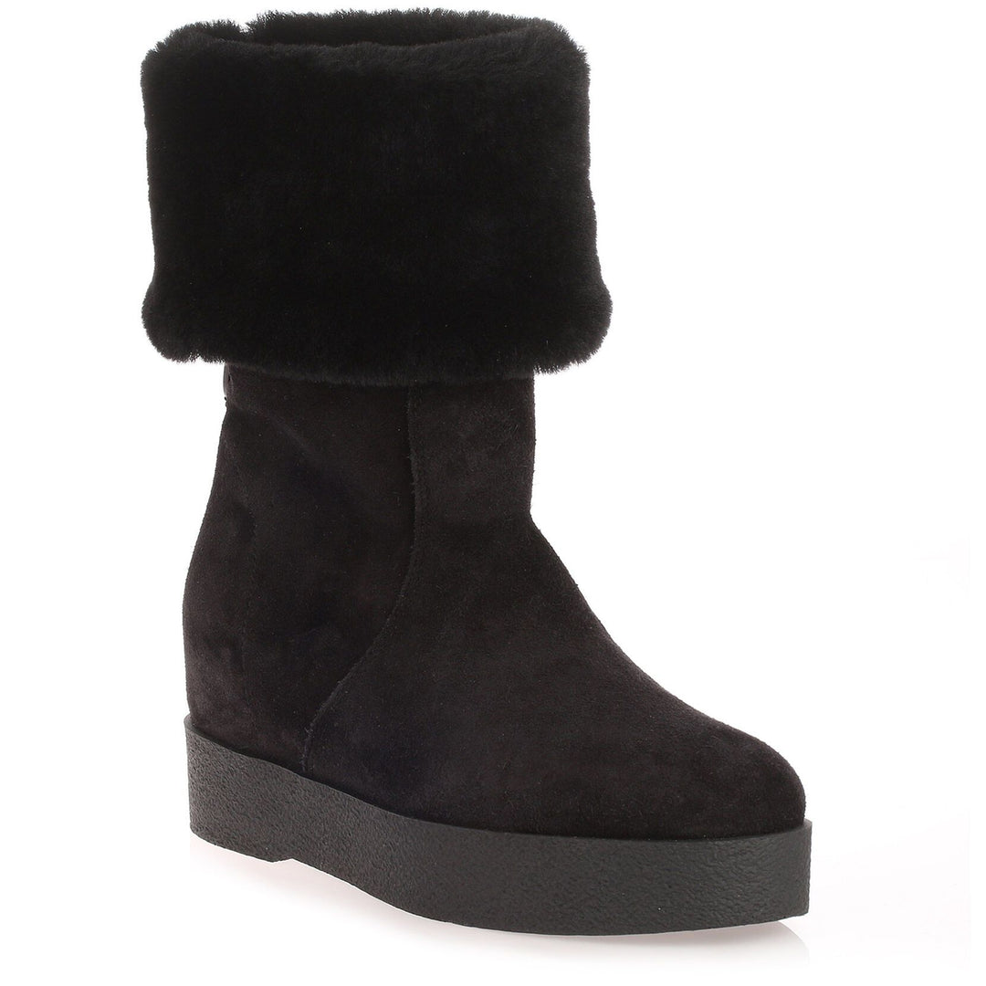 Salvatore Ferragamo FALCON ムートン ブーツ Ferragamo | Falcon black suede shearling boot | Savannahs