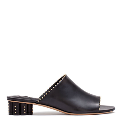 Rubiera 30 black leather studded mule