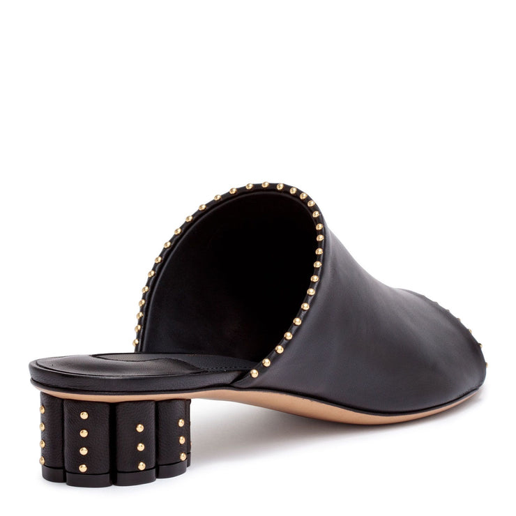 Rubiera 30 black leather studded mule