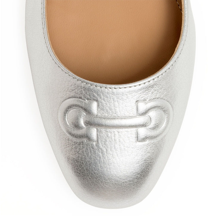 Broni 10 metallic silver leather ballerinas