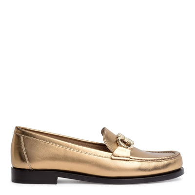 Gold leather flats