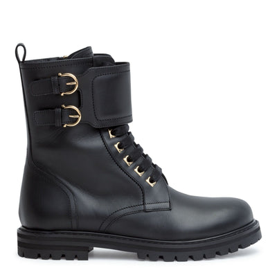 Crotone black combat boots