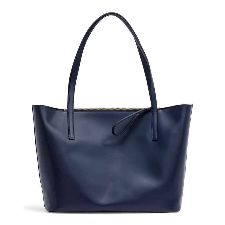 Gancio City Dark Blue Leather Tote Bag
