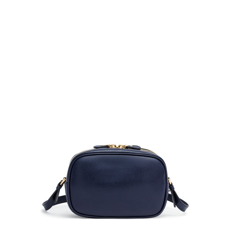 Gancio City Dark Blue Leather Shoulder Bag