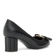 Capua 55 black calf flower heel pumps