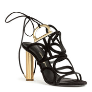 Vinci 105 black suede golden heel sandals