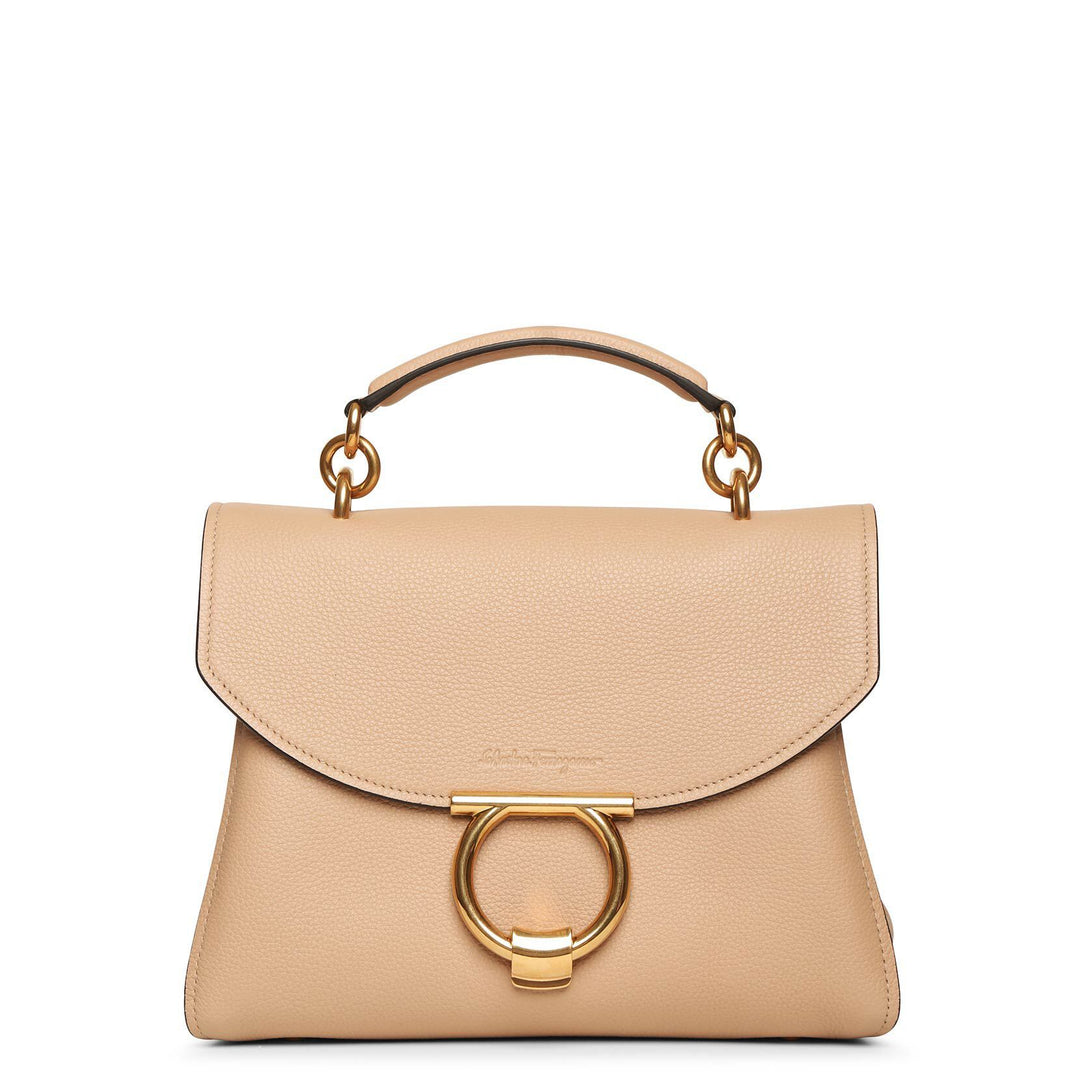 Ferragamo | Margot Gancini top handle beige bag | Savannahs