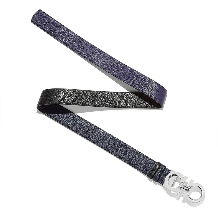 Reversable and adjustable blue Gancini belt