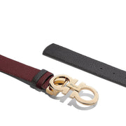Reversable and adjustable burgundy Gancini belt