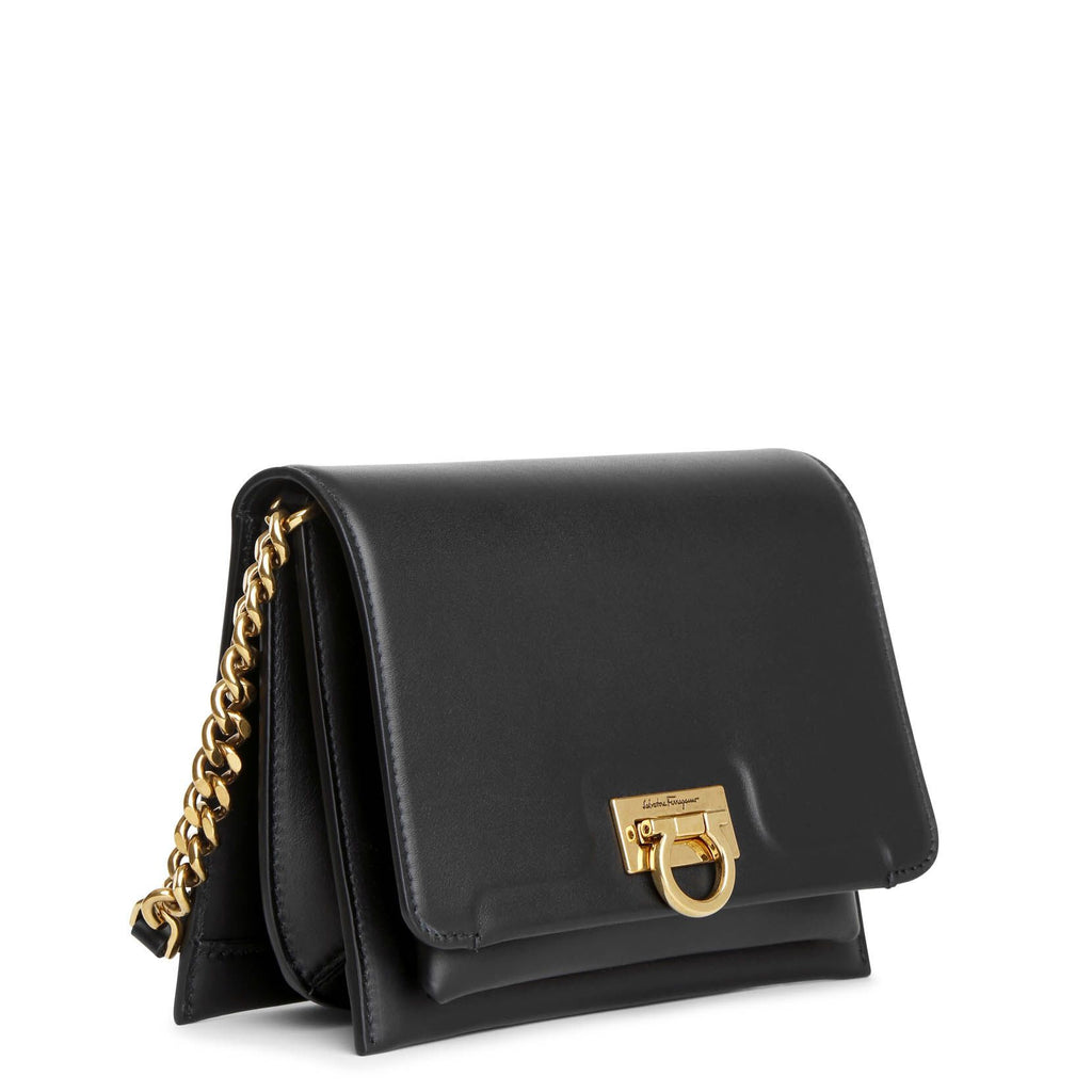 FERRAGAMO: Studio bag in grained leather - Black | FERRAGAMO handbag 214493  763095 online at GIGLIO.COM
