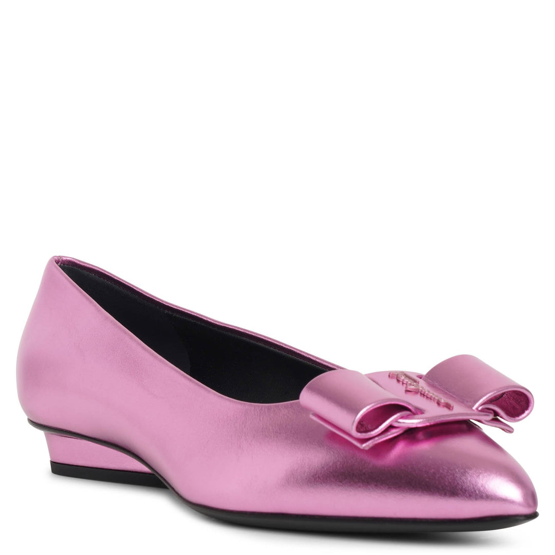 Ferragamo | Viva pink metallic leather flats | Savannahs