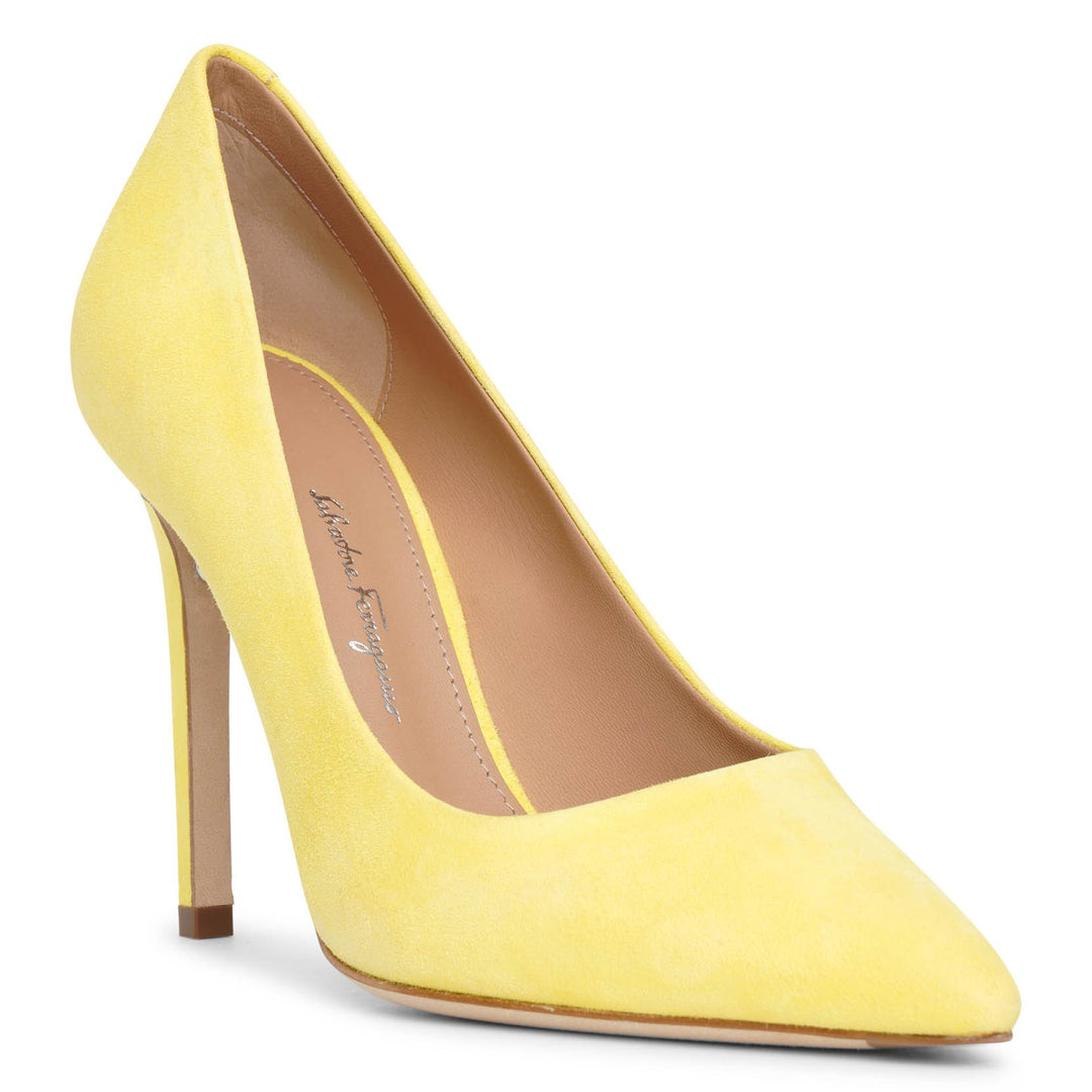 Ferragamo Canary yellow 105 suede pumps Savannahs