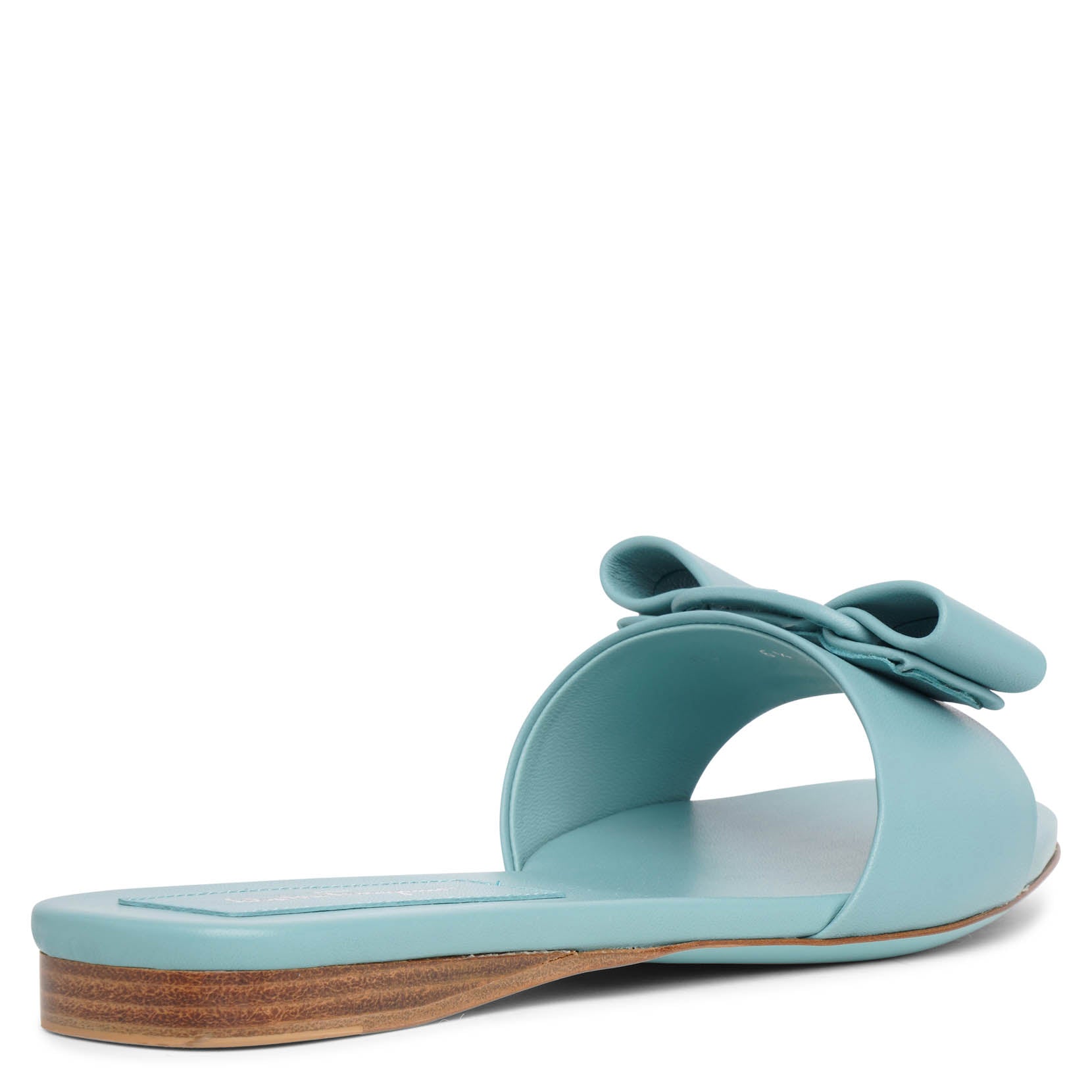 Vicky turquoise leather slides