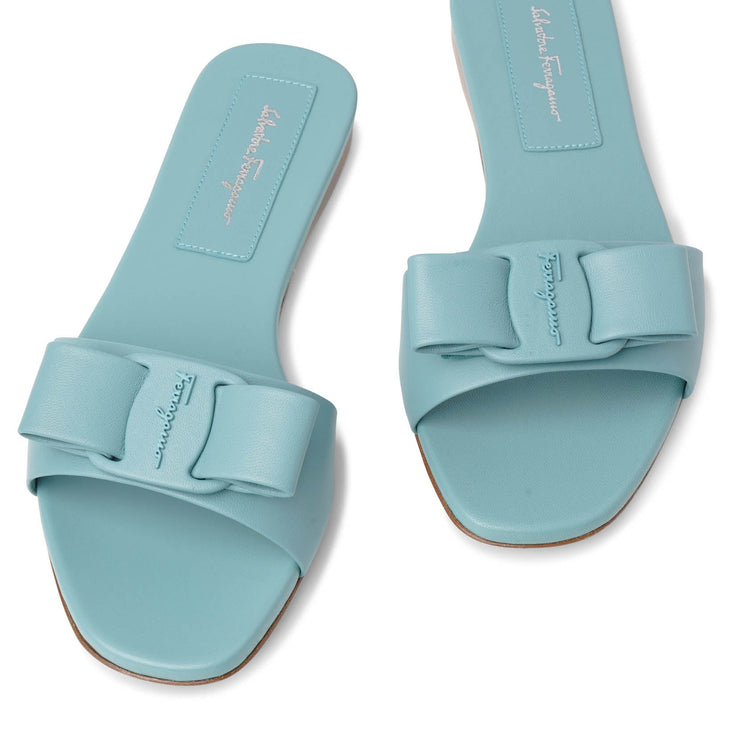 Salvatore Ferragamo Groove 2 Slide Sandal Blue Size 9 Brand new 100%  Authentic