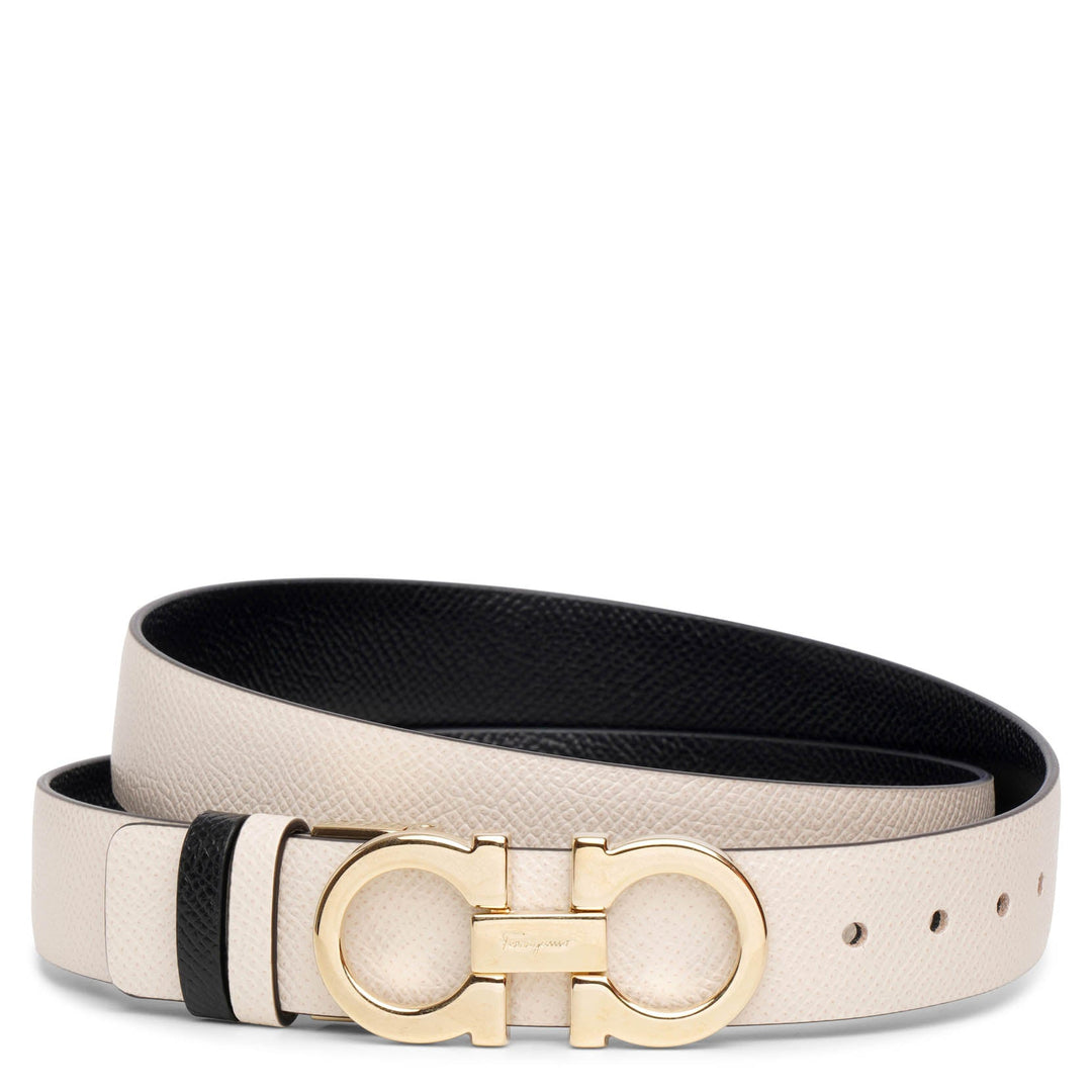 Ferragamo Bone 25 leather gold buckle reversible belt Savannahs