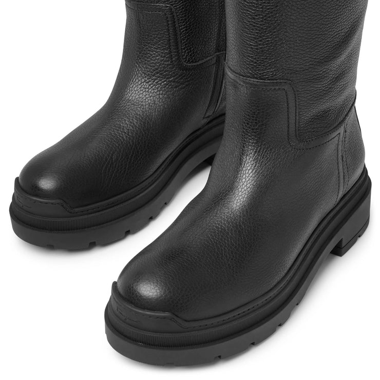 Vara chain black leather high boots