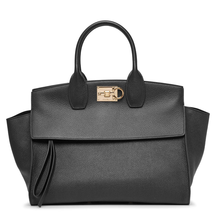 Ferragamo Studio Soft Small Leather Top Handle Bag Black