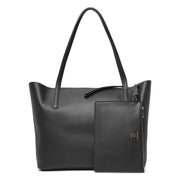 City black leather tote bag