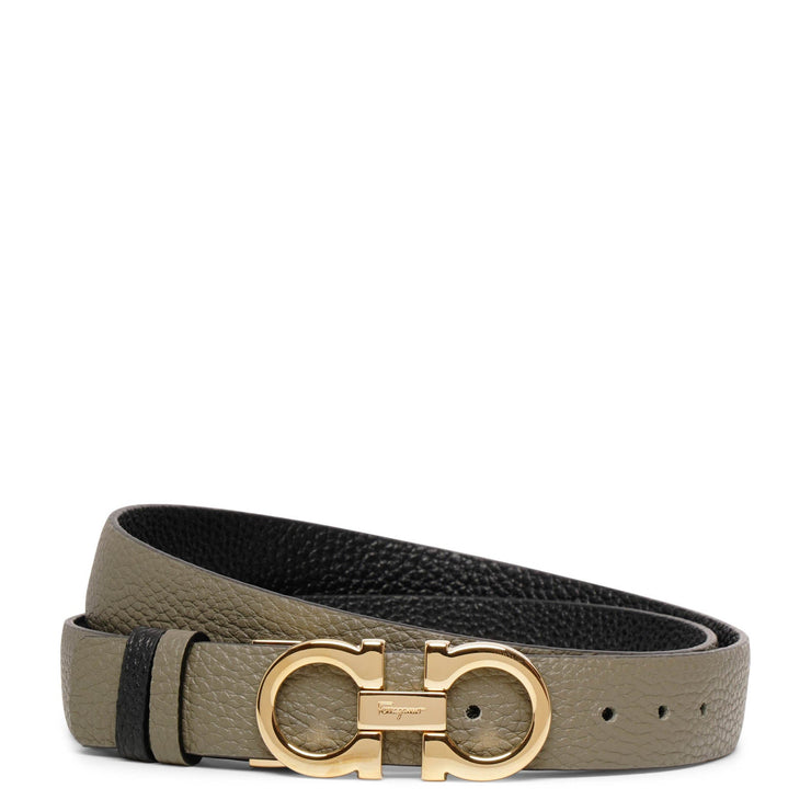 Ferragamo, Grained leather gold buckle reversible belt