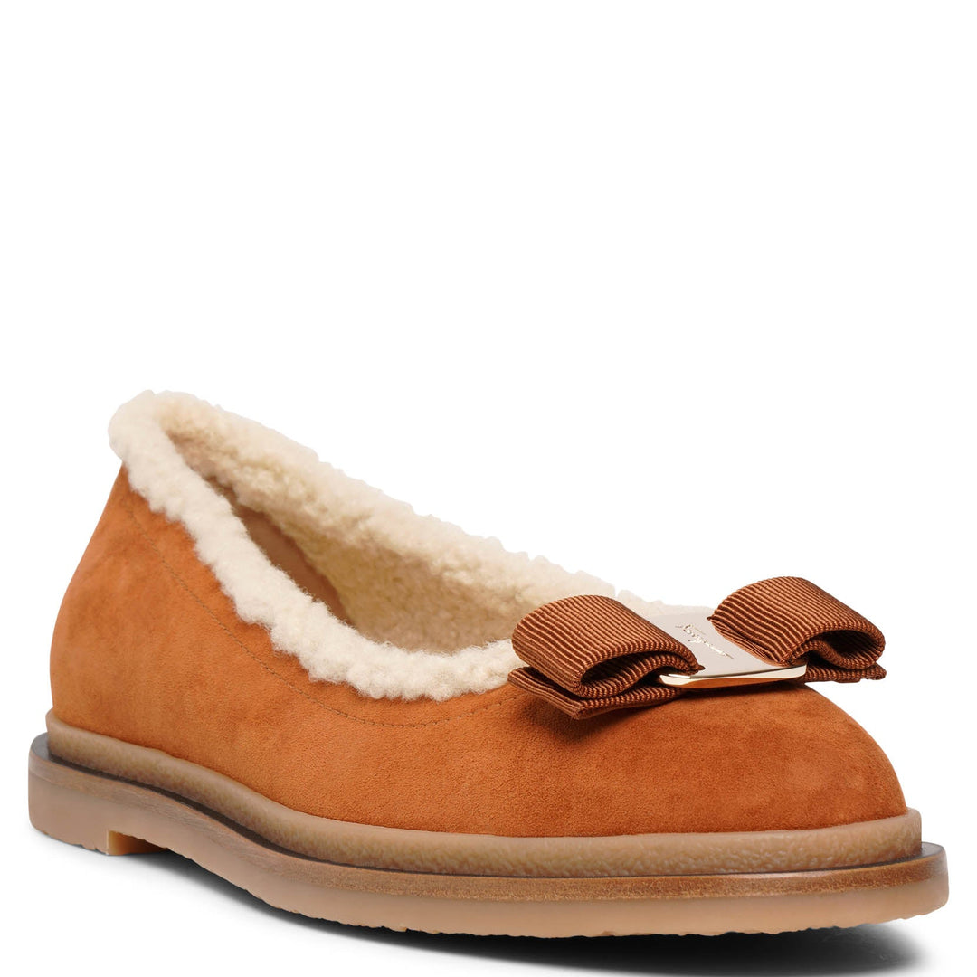 Ferragamo | Varina winter tan ballet flats | Savannahs