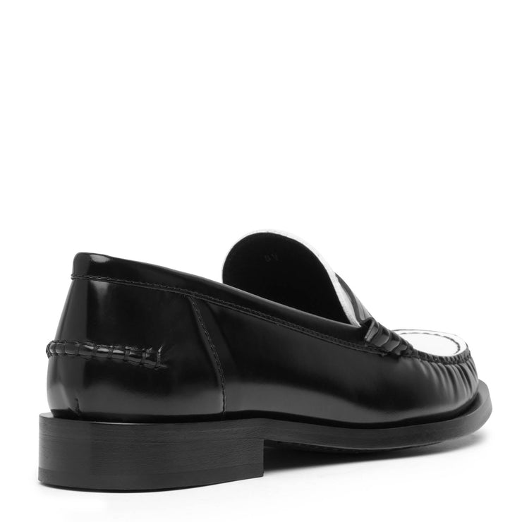 Irina black and white leather loafers