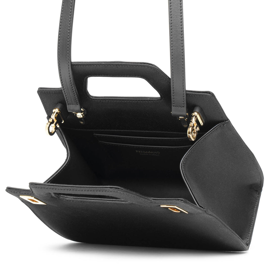 Ferragamo | Wanda mini black satin bag | Savannahs