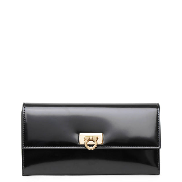 Ferragamo | Wanda black continental wallet clutch | Savannahs