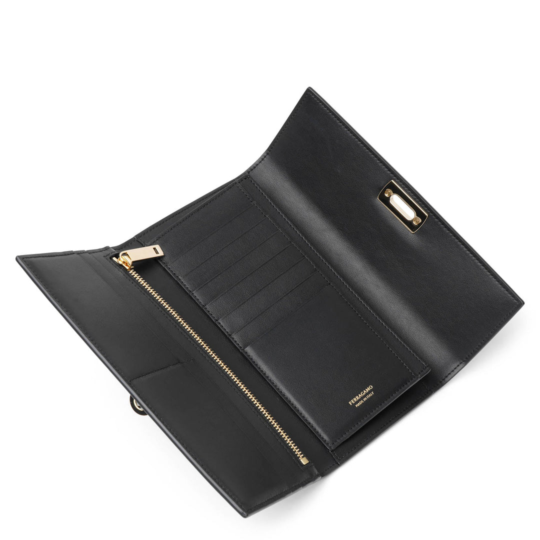 VIP【送料関税込】FERRAGAMO 'wanda' Black Wallet Ferragamo | Wanda black continental wallet clutch | Savannahs