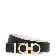 Grained leather cream and black belt