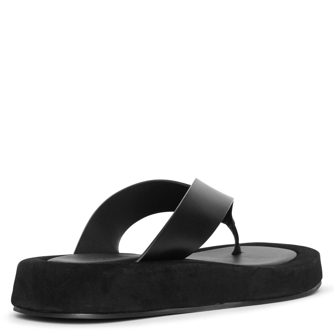 The Row | Ginza leather and suede platform flip flops