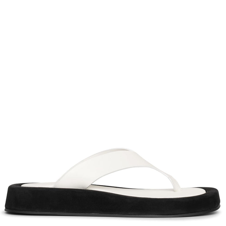 The Row | Ginza two-tone leather and suede platform flip flops