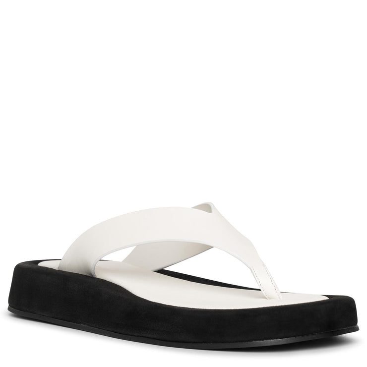 The Row | Ginza two-tone leather and suede platform flip flops
