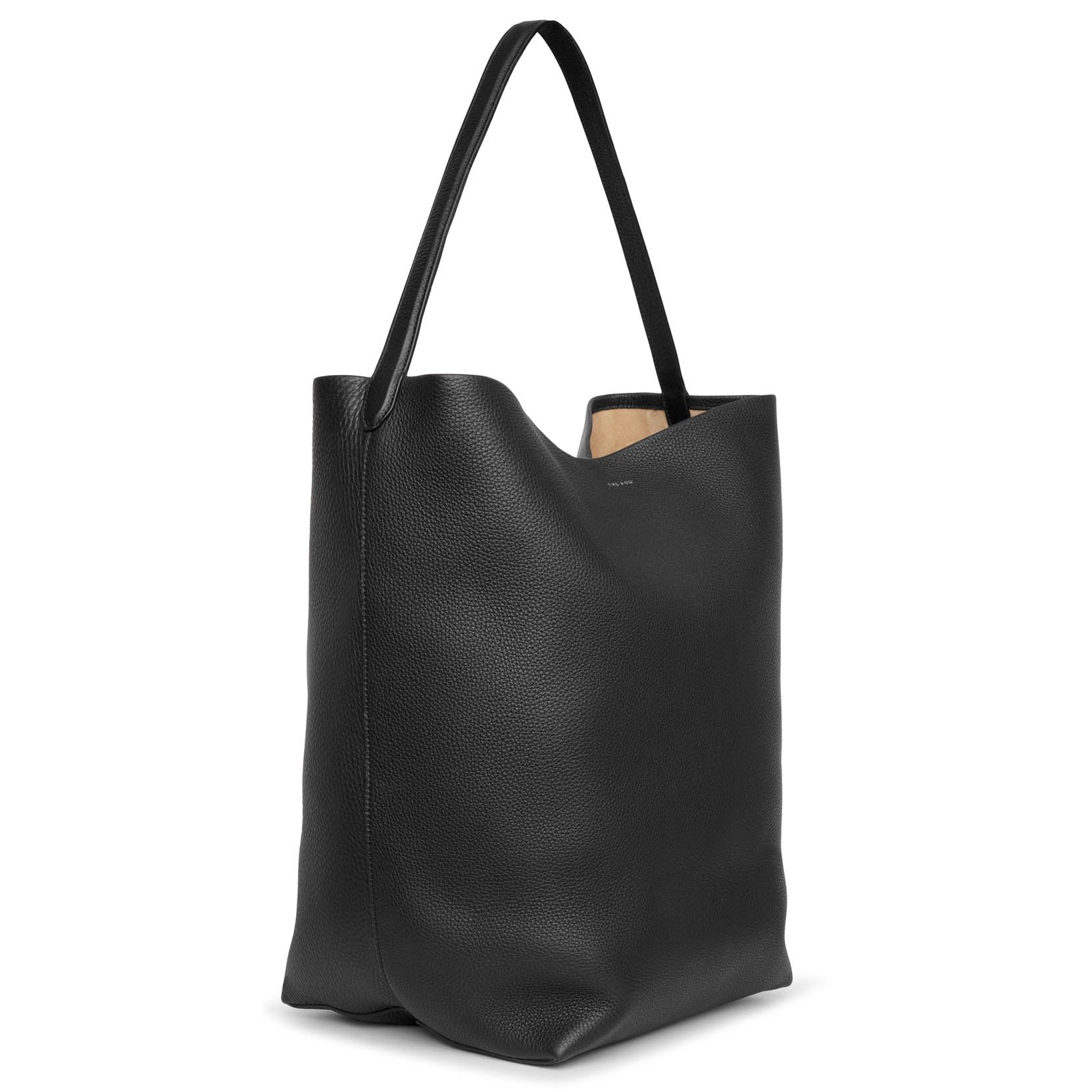 Large N/S black leather park tote bag