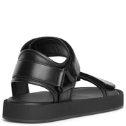 Hook and Loop black leather sandals