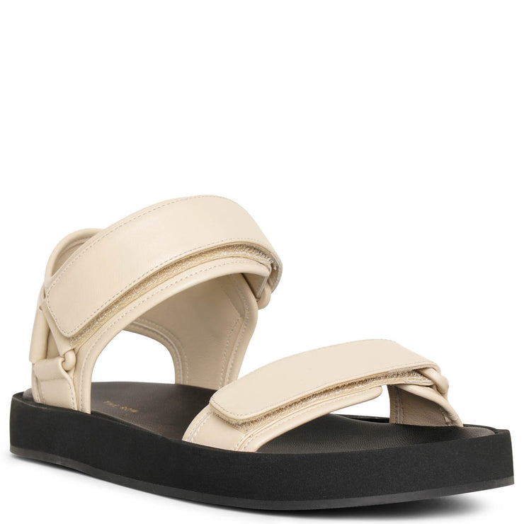 Hook and Loop cream leather sandals