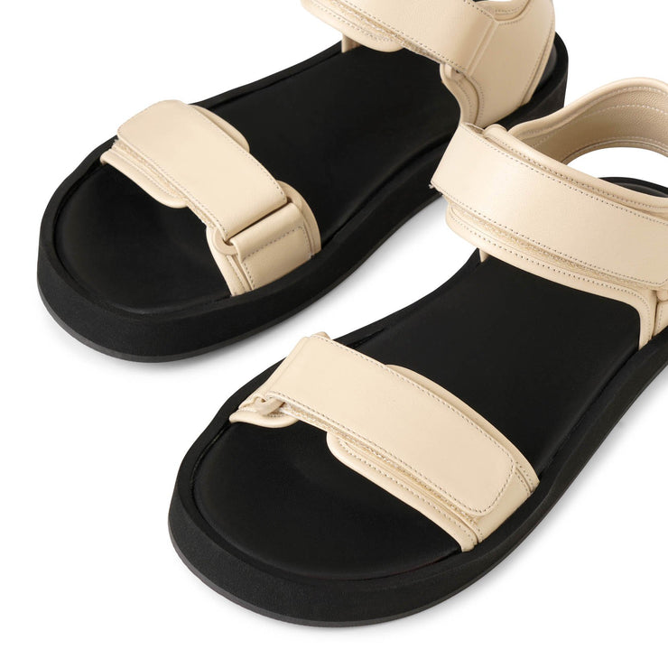 The Row Hook and Loop cream leather sandals Savannahs